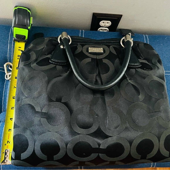 Coach Shoulder / Satchel Bag with handles Black Canvas Leather  - Modern C Logo - Picture 9 of 15